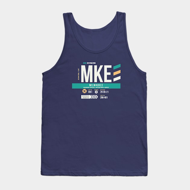 Milwaukee (MKE) Airport Code Baggage Tag Tank Top by SLAG_Creative